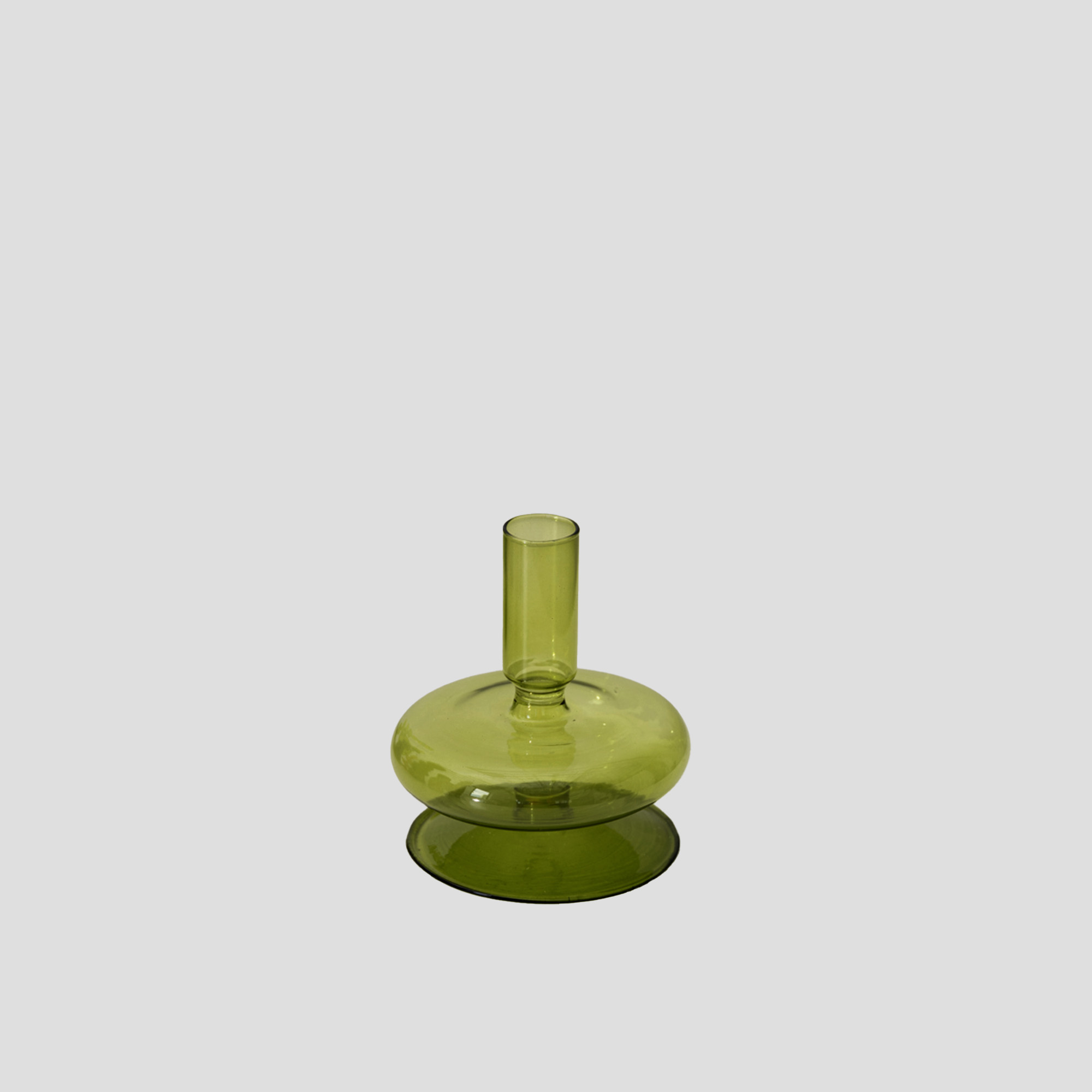 green glass candle holder short