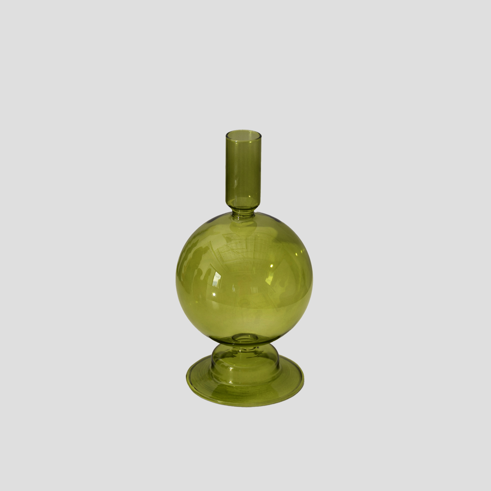 green glass candle holder bubble
