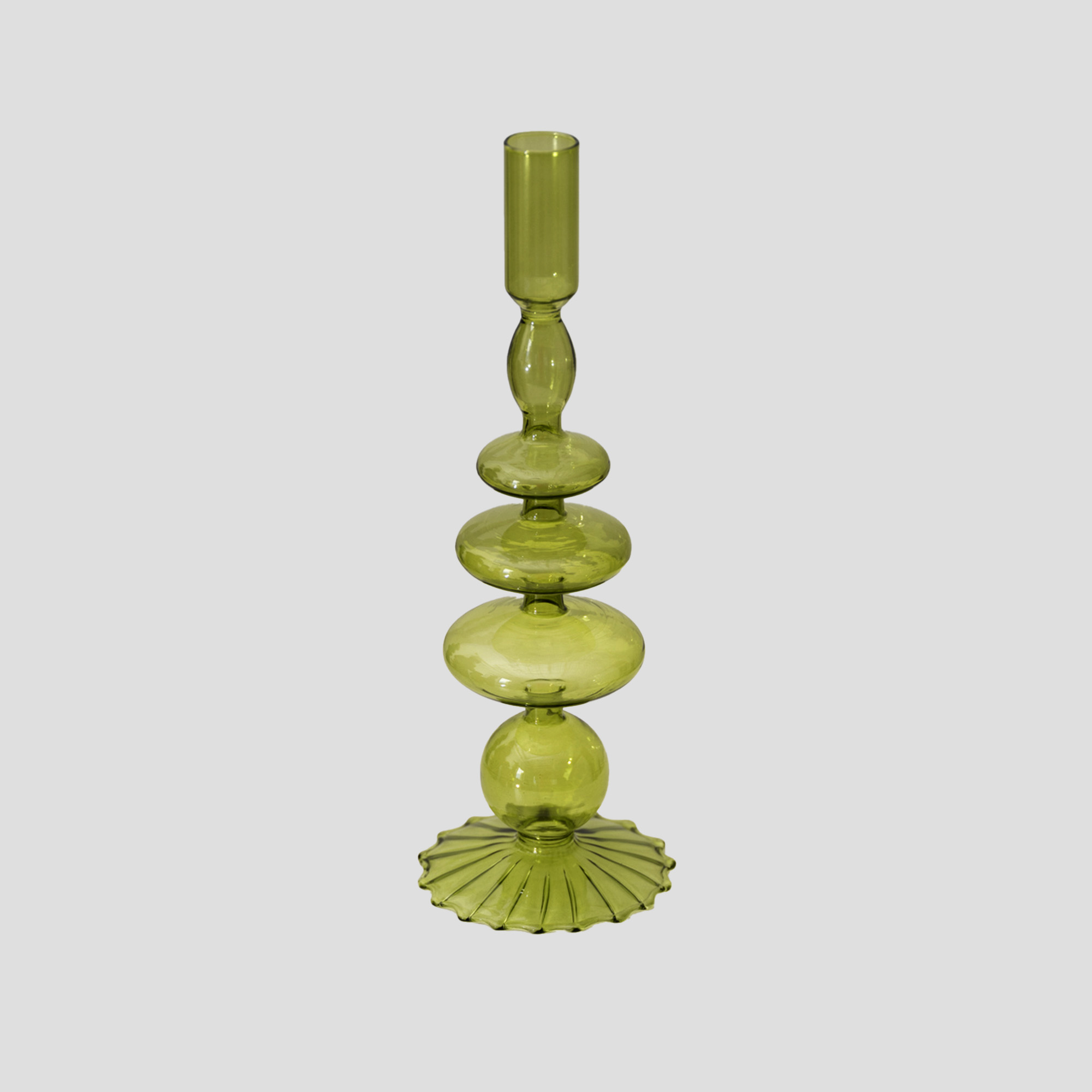 green glass candle holder tall