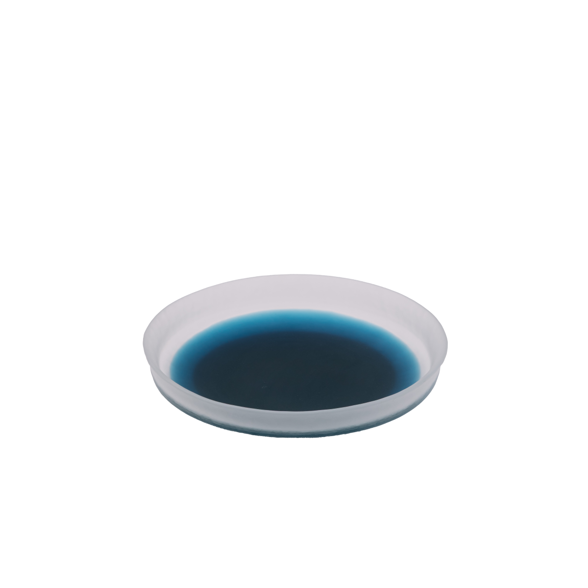 blue glass round plate