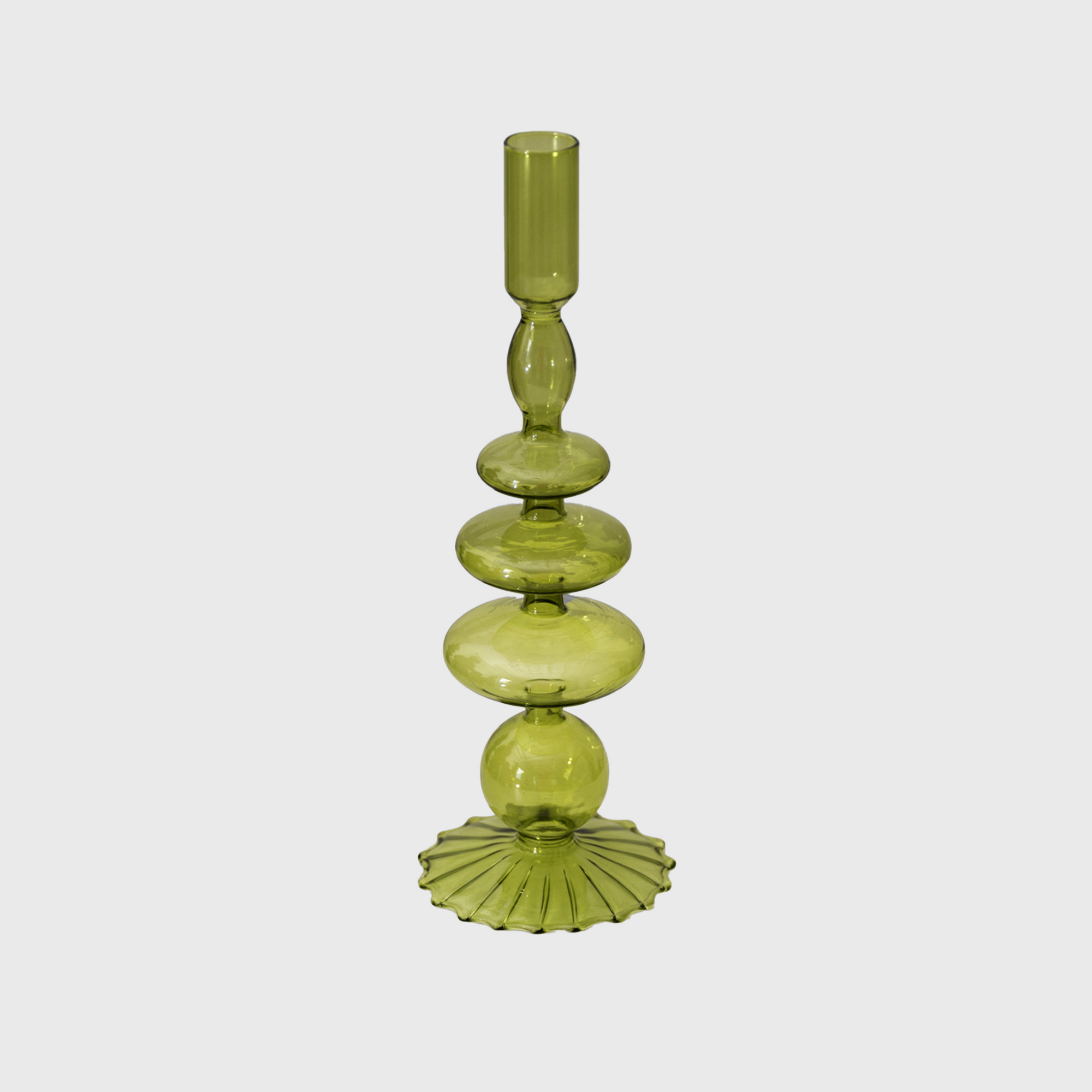 green glass candle holder tall