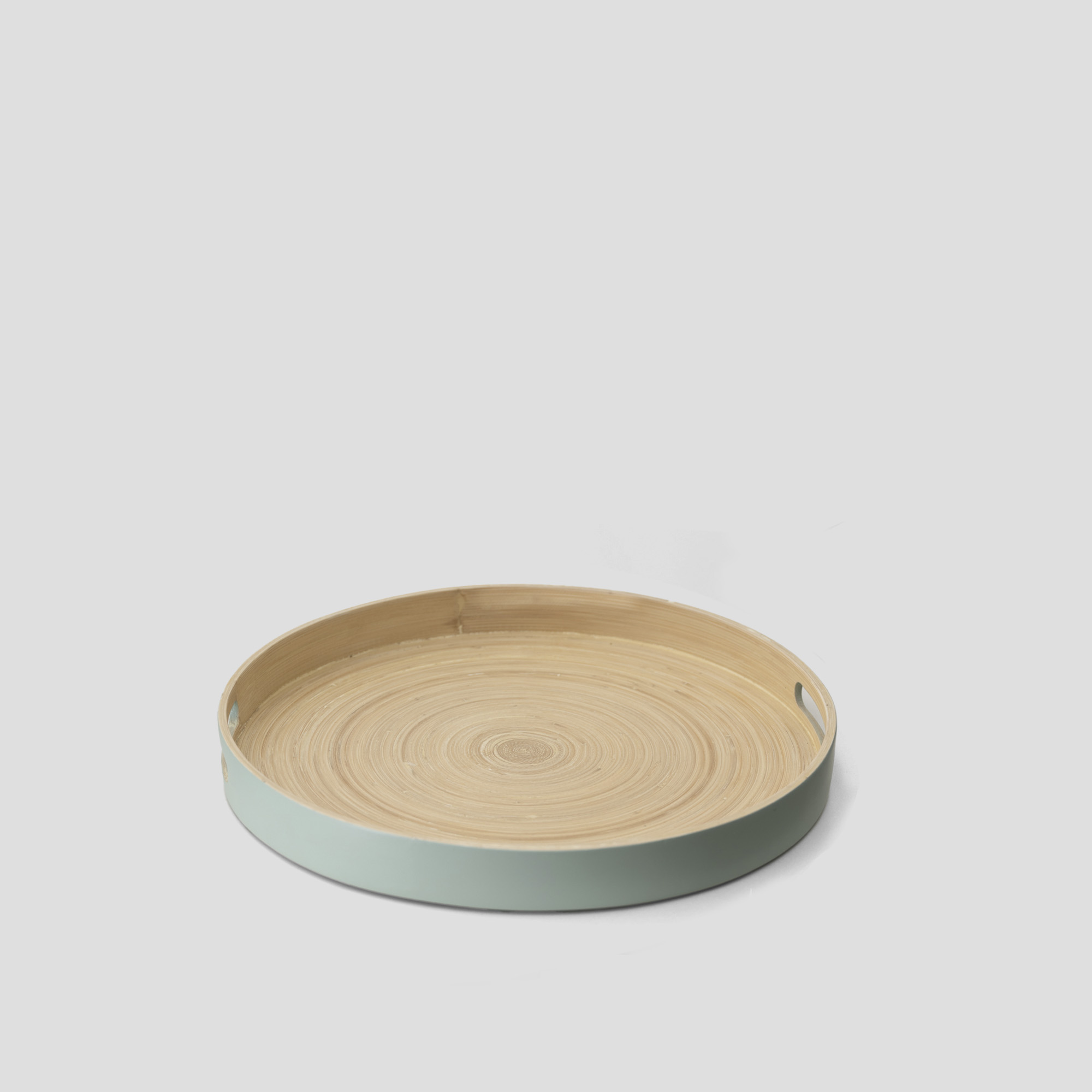 green wood round tray