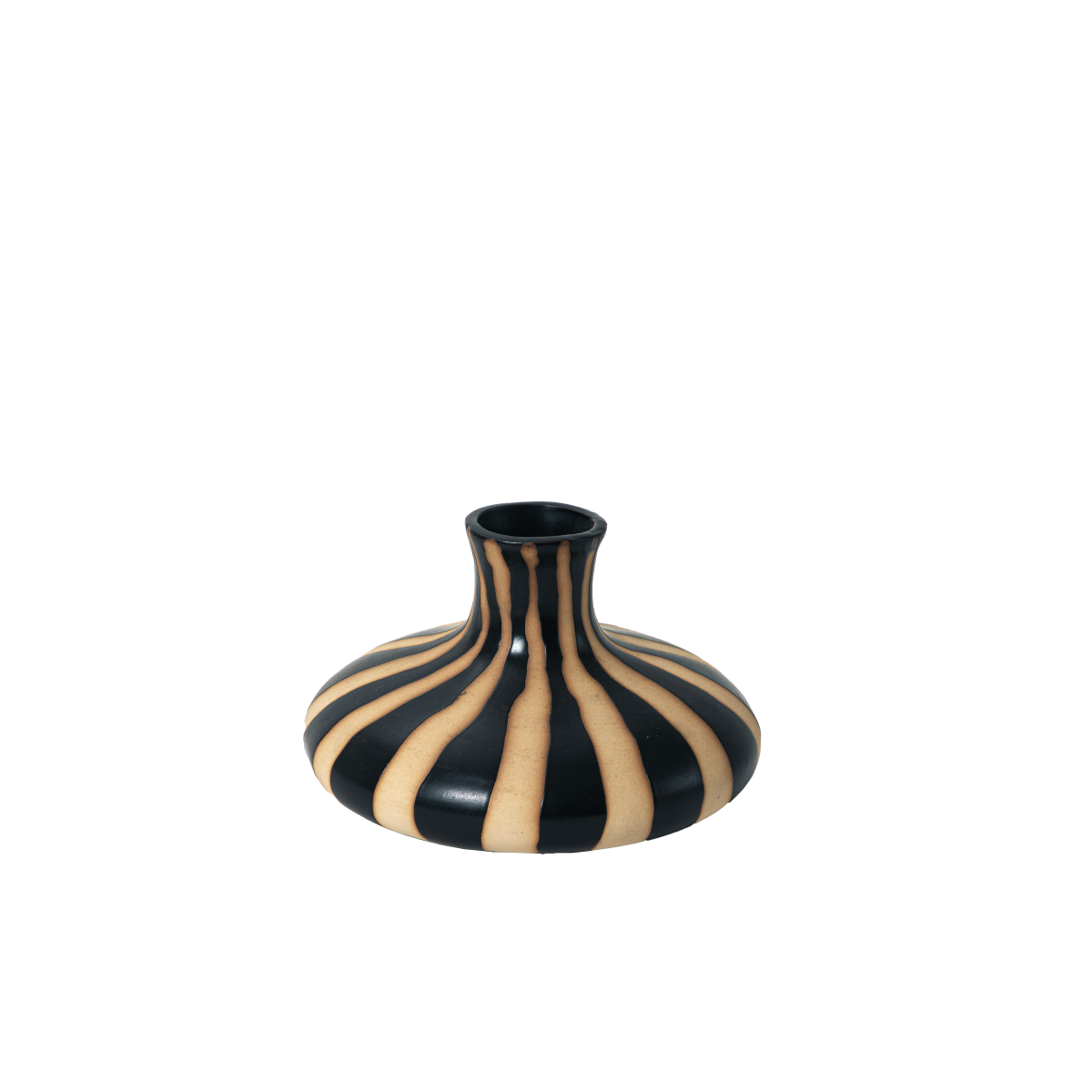 black stripe low flower vase