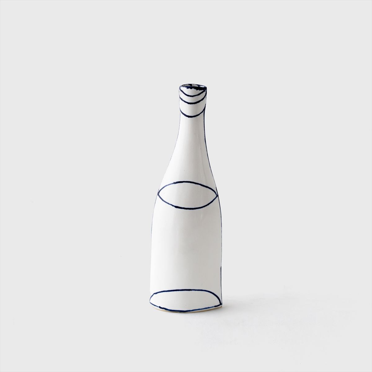 single blue line flower vase