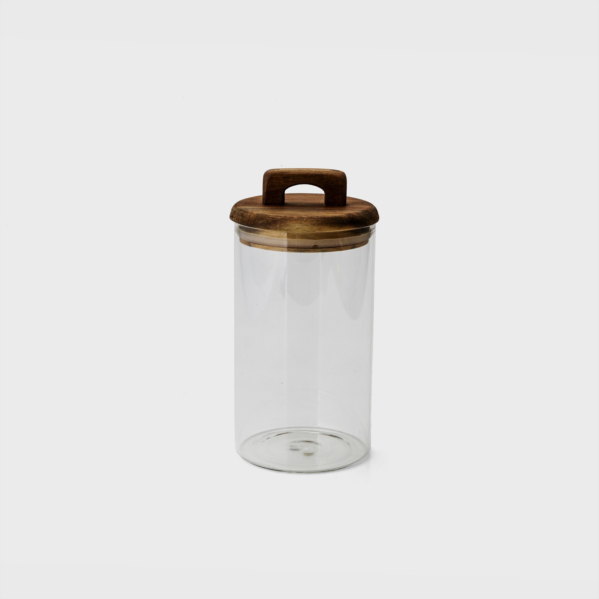 glass tall canister
with wood lid