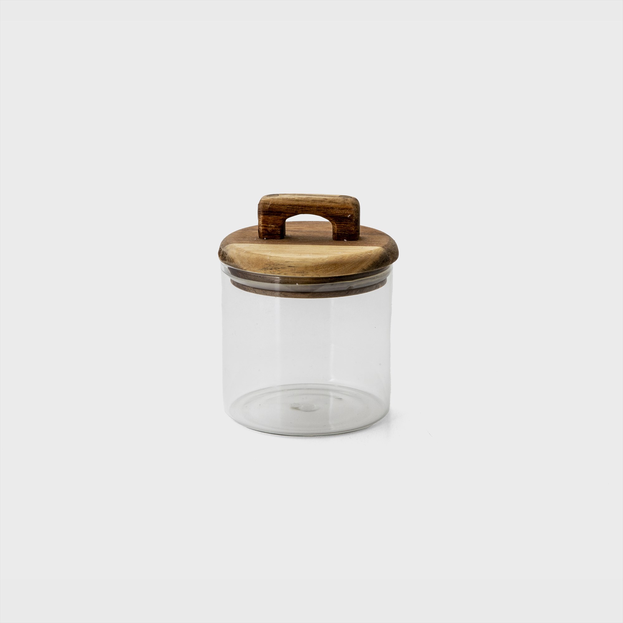 glass tall canister
with wood lid