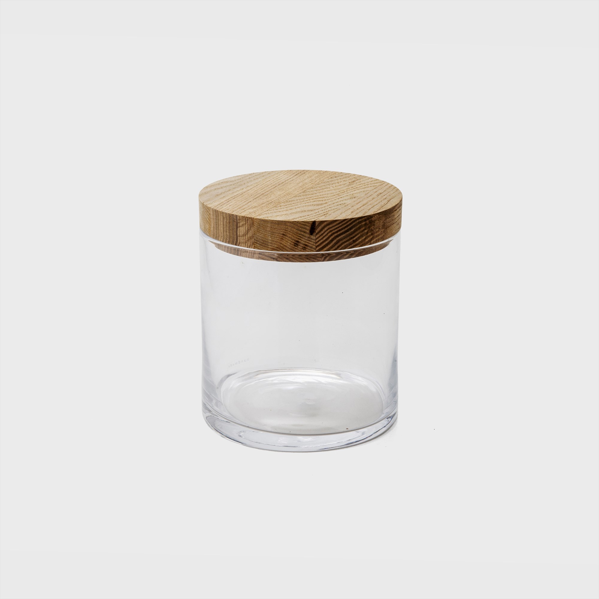 glass tall canister
with wood lid