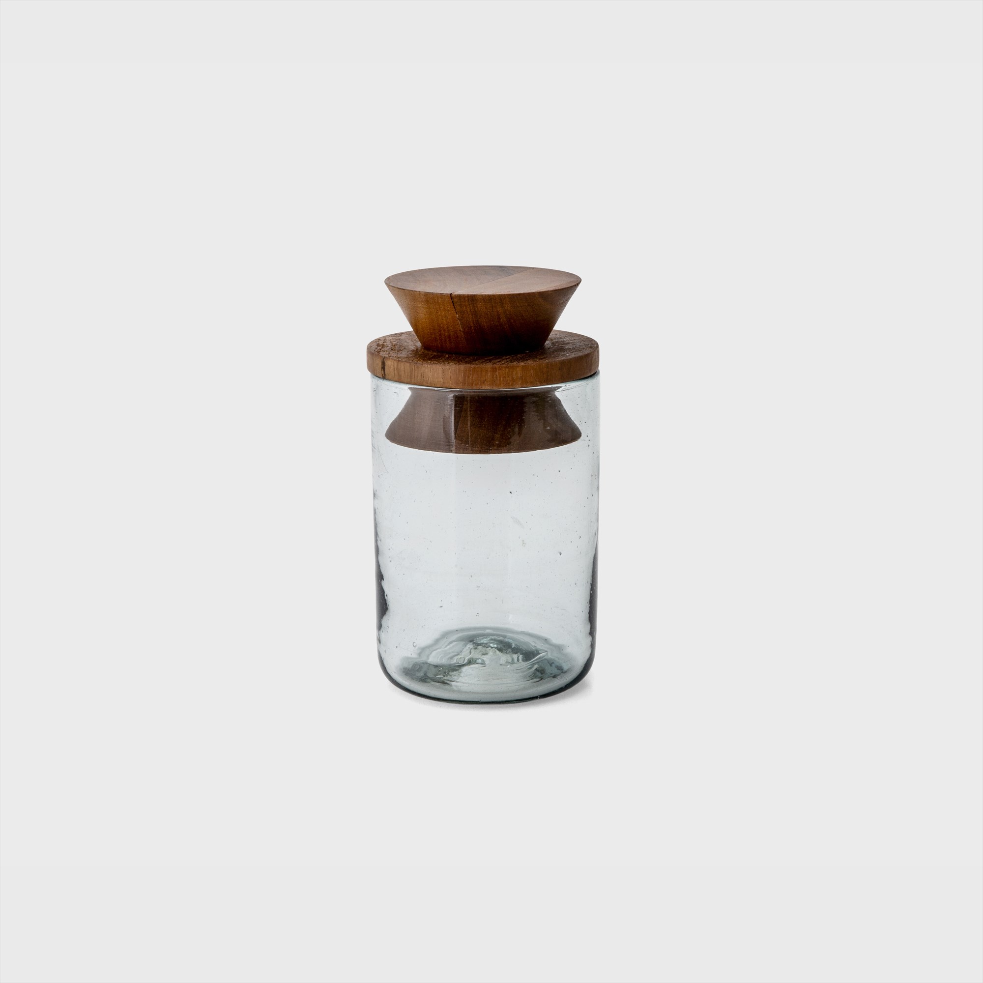 glass tall canister
with wood lid