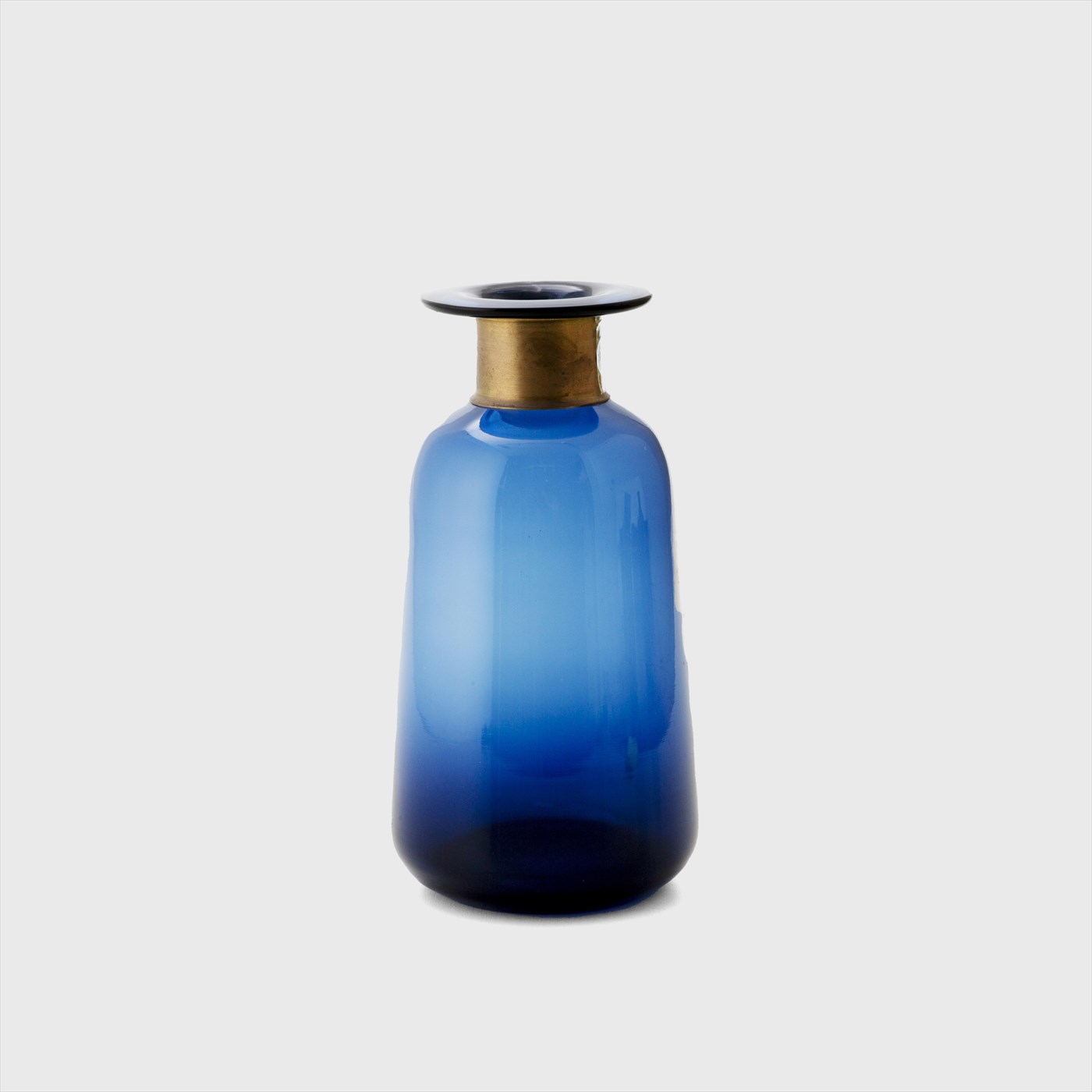 blue glass flower vase