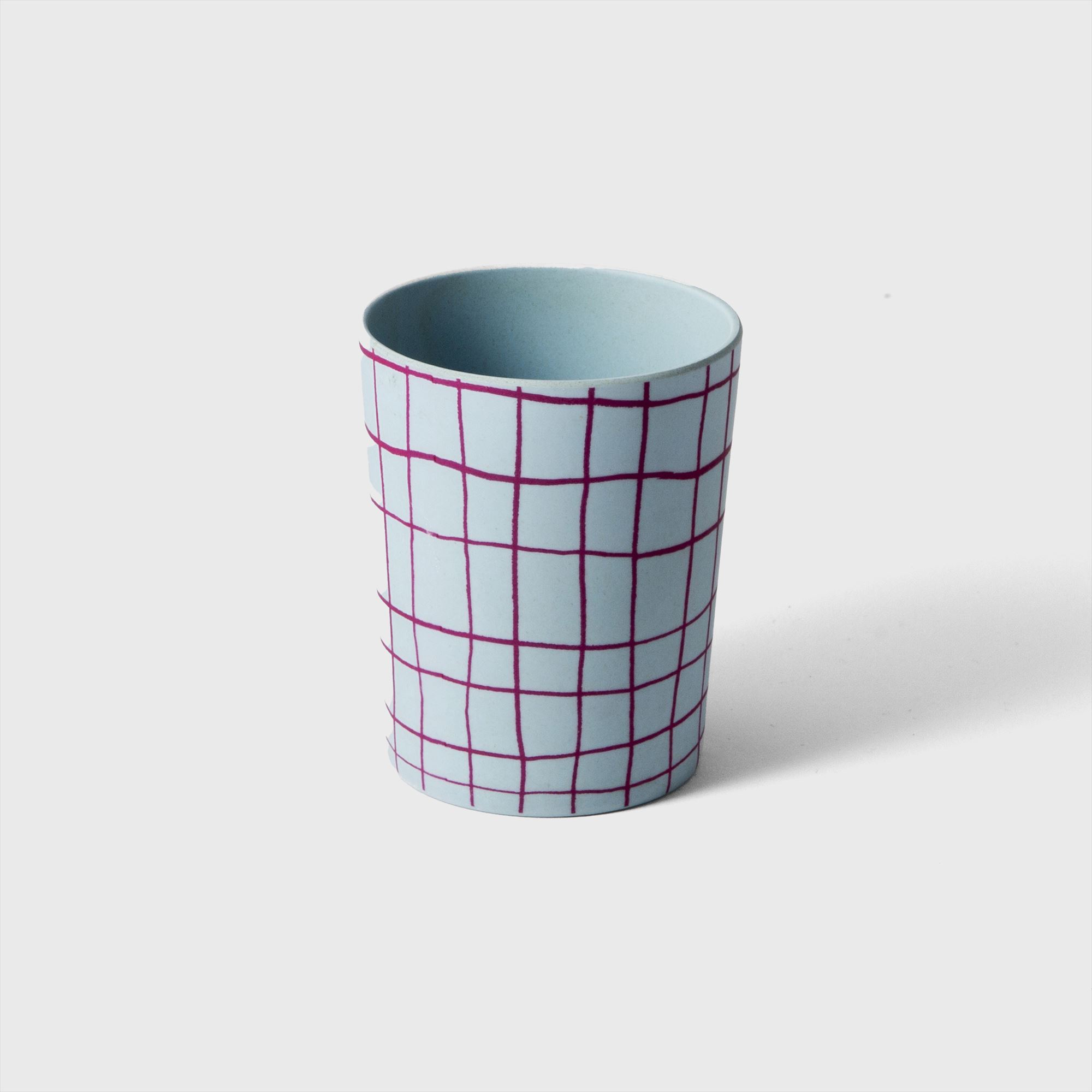 blue checked mug