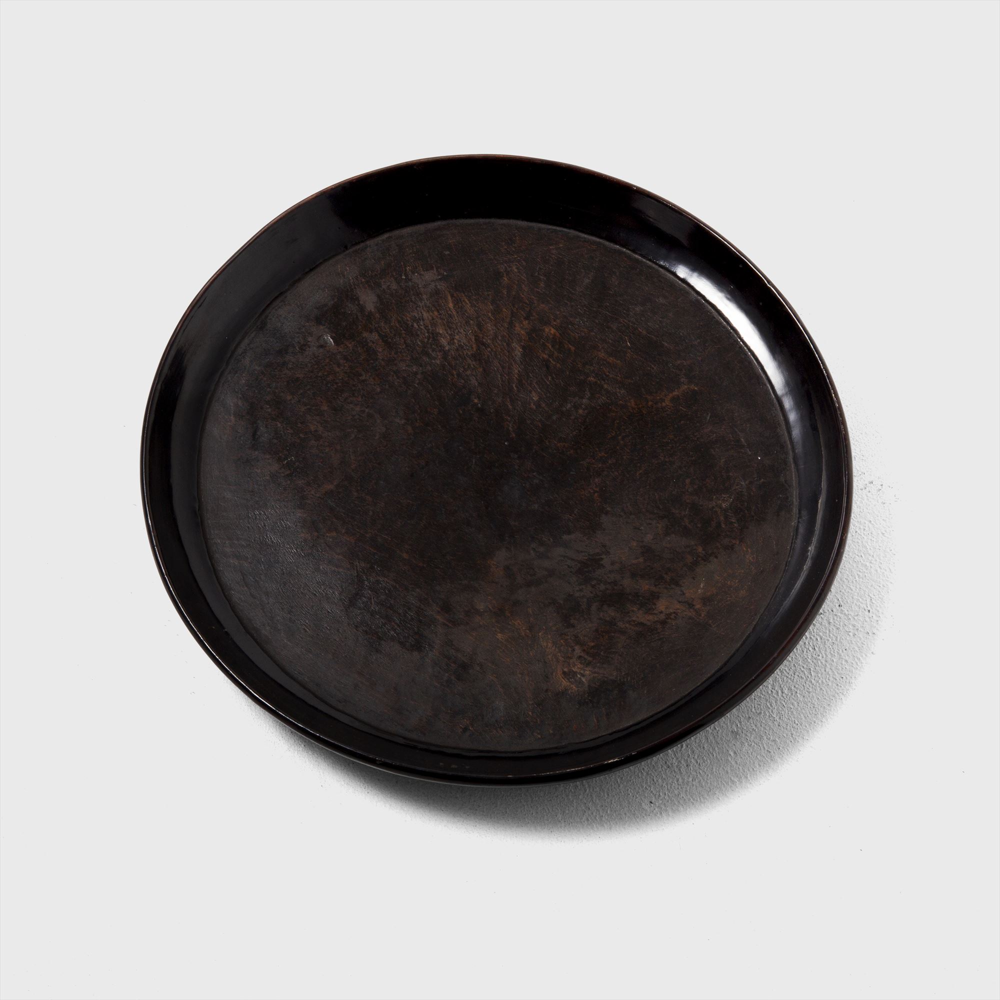 brown wood round plate A