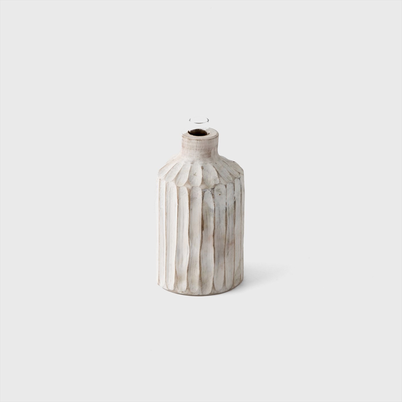 white wood flower vase