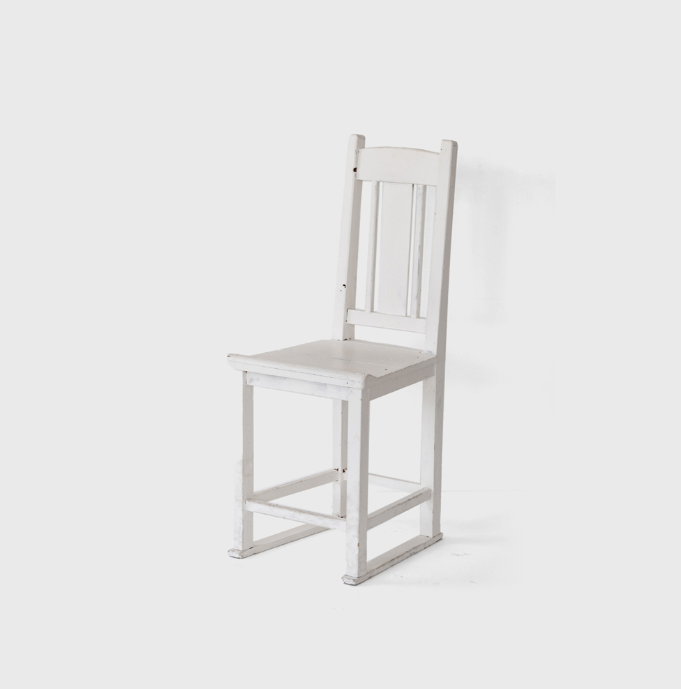 antique dining chair / 
white paint